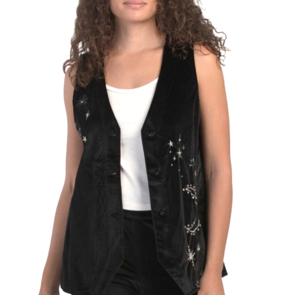 NEW! DRIFTWOOD Black Velvet Celestial Vest Small. - Picture 1 of 7